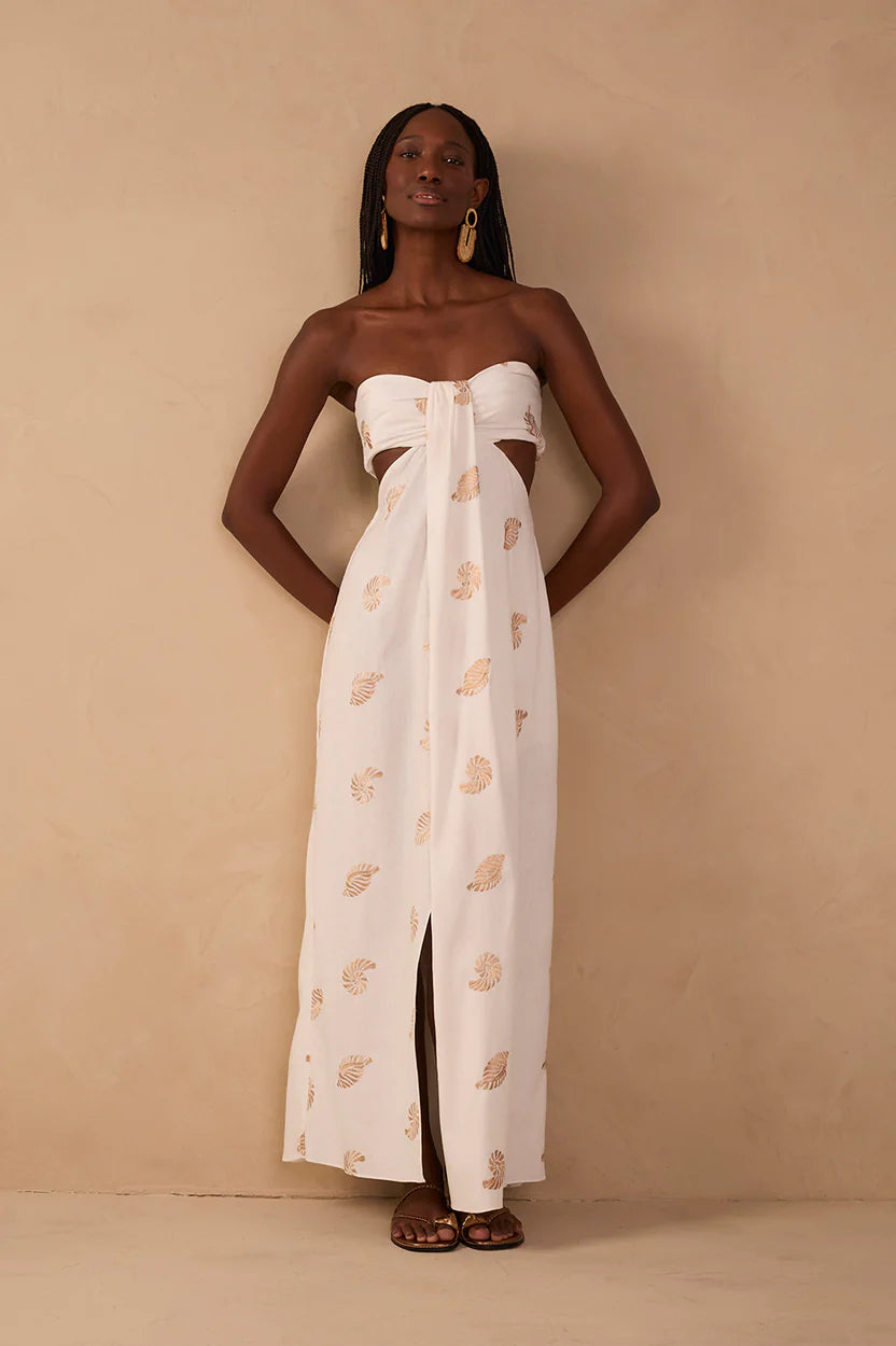 linen seashell dress Lurex Embroidered Shell Maxi L 185 Color:Ivory Red Flower Machine Washable Loft Beach Fancy Dress 1920s Themed