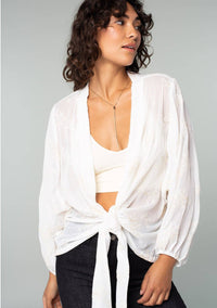 Embroidered Tie Front Cardigan