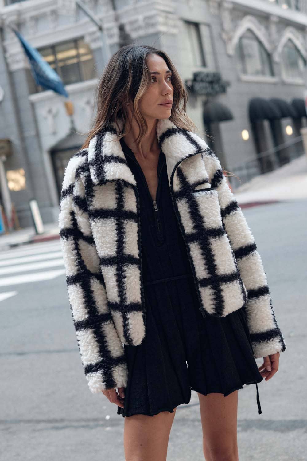 Check-Print Fleece Jacket – Reverie Boutique