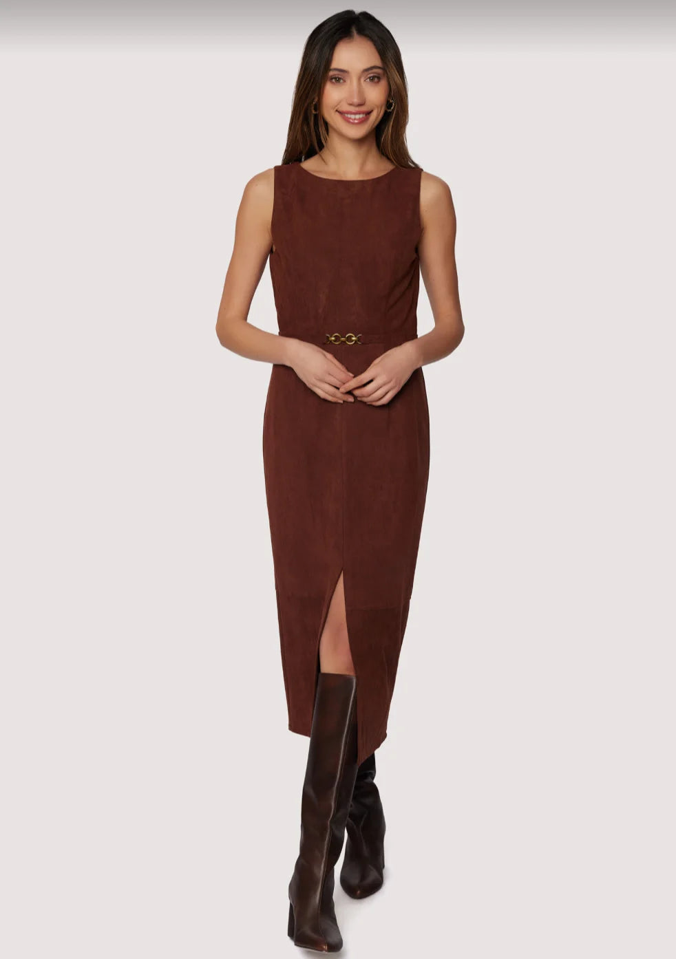 Lost + Wander Fall Enchantment Midi Dress Sleeveless in Brown | Women's Regular Size Medium | Polyester