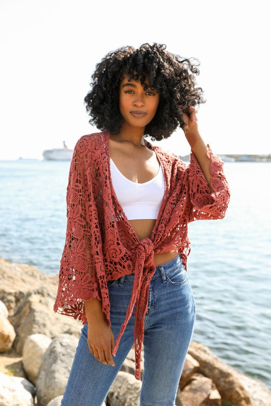 Petal Crochet Kimono Wrap