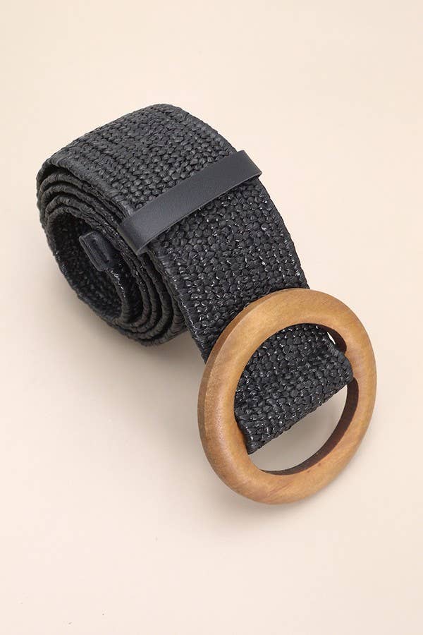 Wooden Buckle Stretch Belt