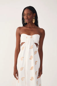 Lurex Embroidered Shell Linen Maxi Dress