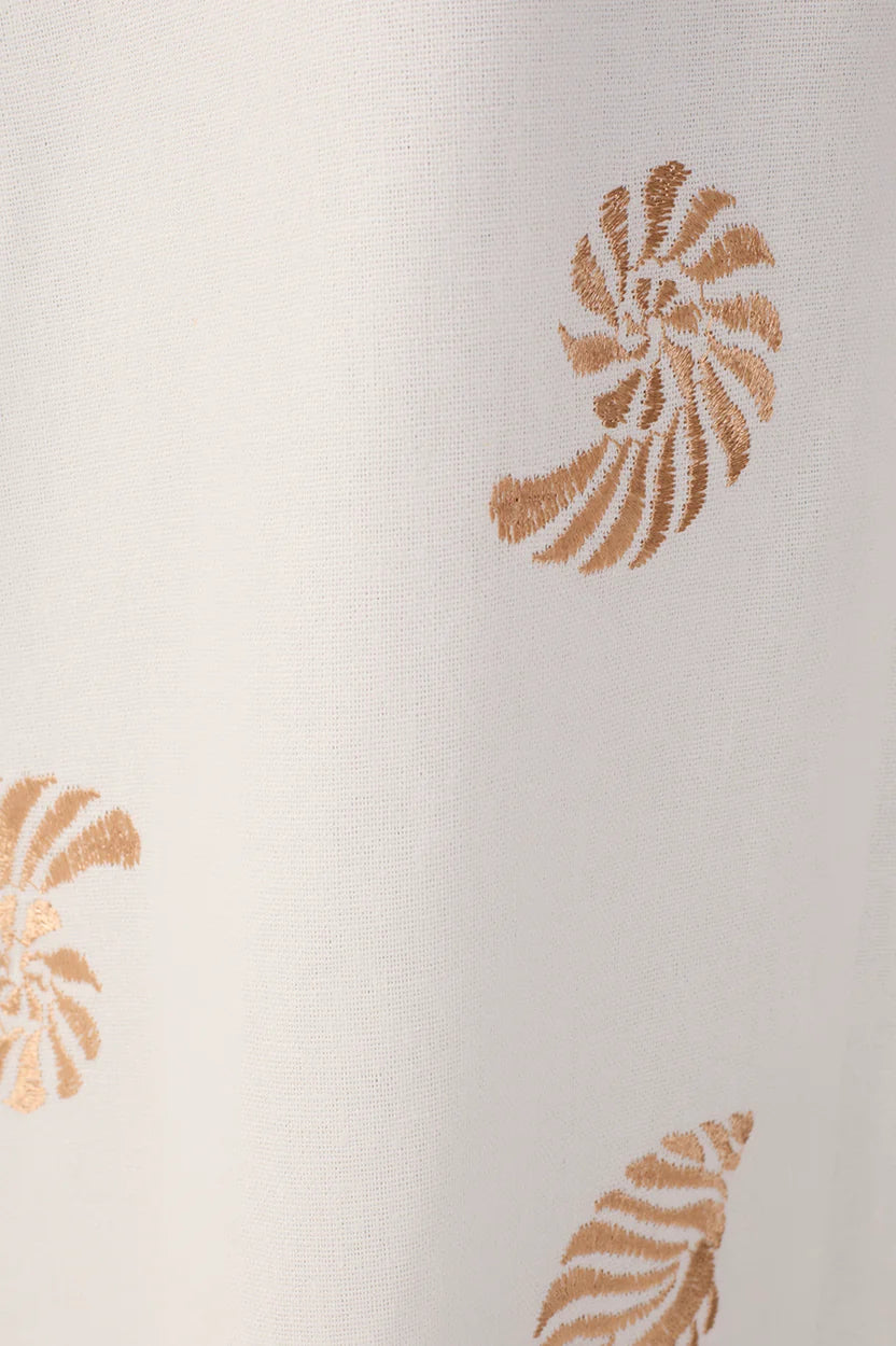 Lurex Embroidered Shell Linen Maxi Dress