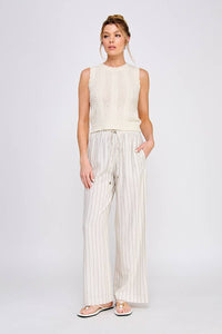 Brady Striped Elastic Tie Waist Pants