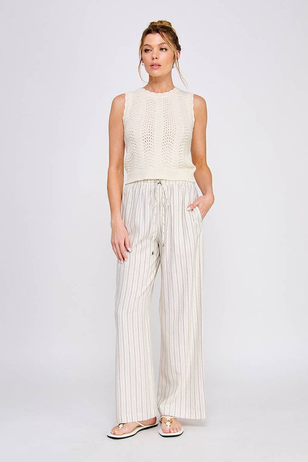 Brady Striped Elastic Tie Waist Pants