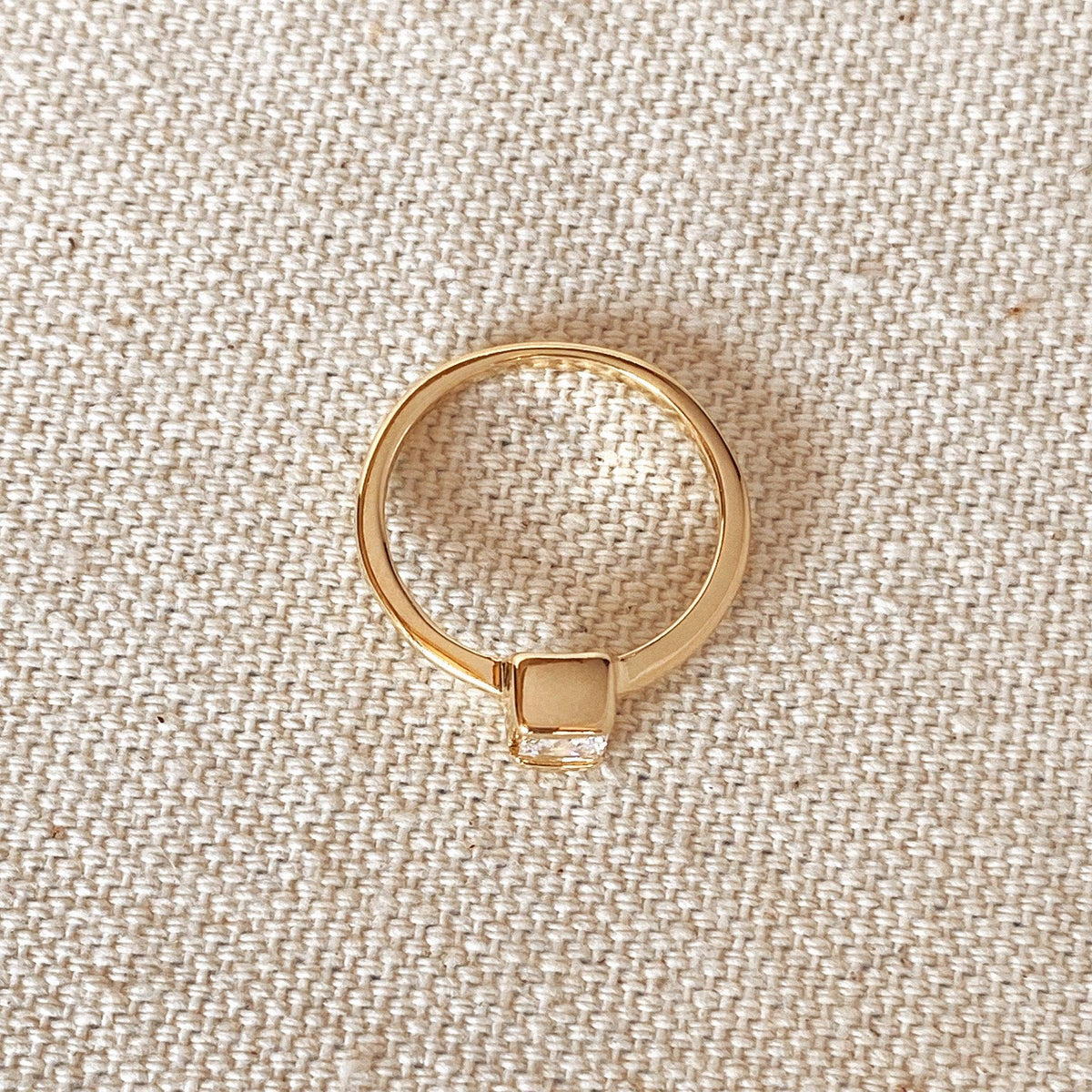 Square Solitaire Ring Gold Filled