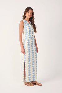 Aquarium Side Slit Linen Maxi Skirt