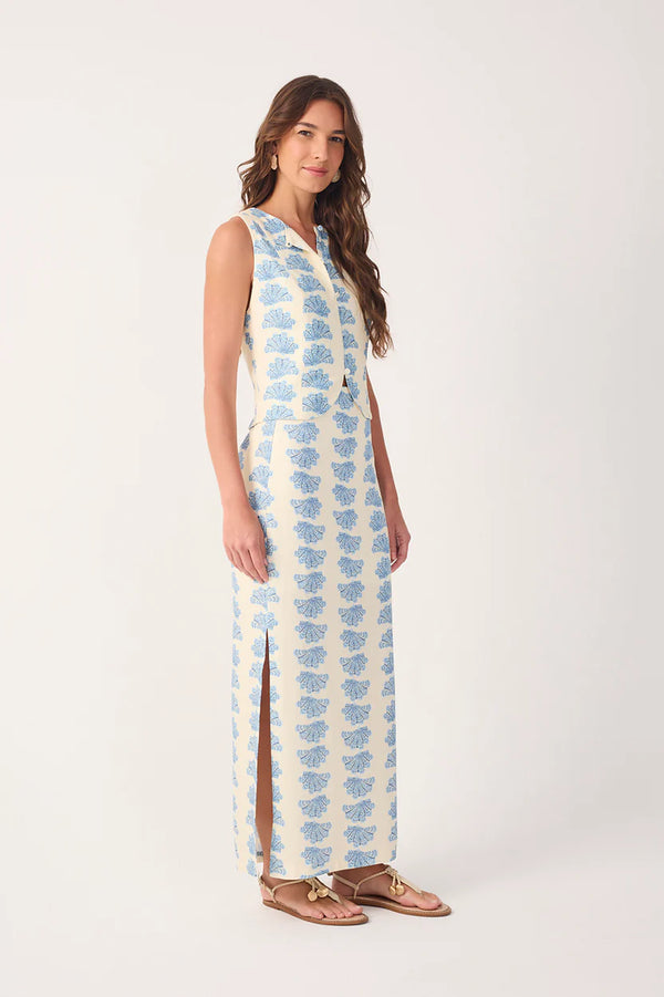 Aquarium Side Slit Linen Maxi Skirt