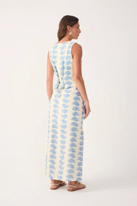 Aquarium Side Slit Linen Maxi Skirt