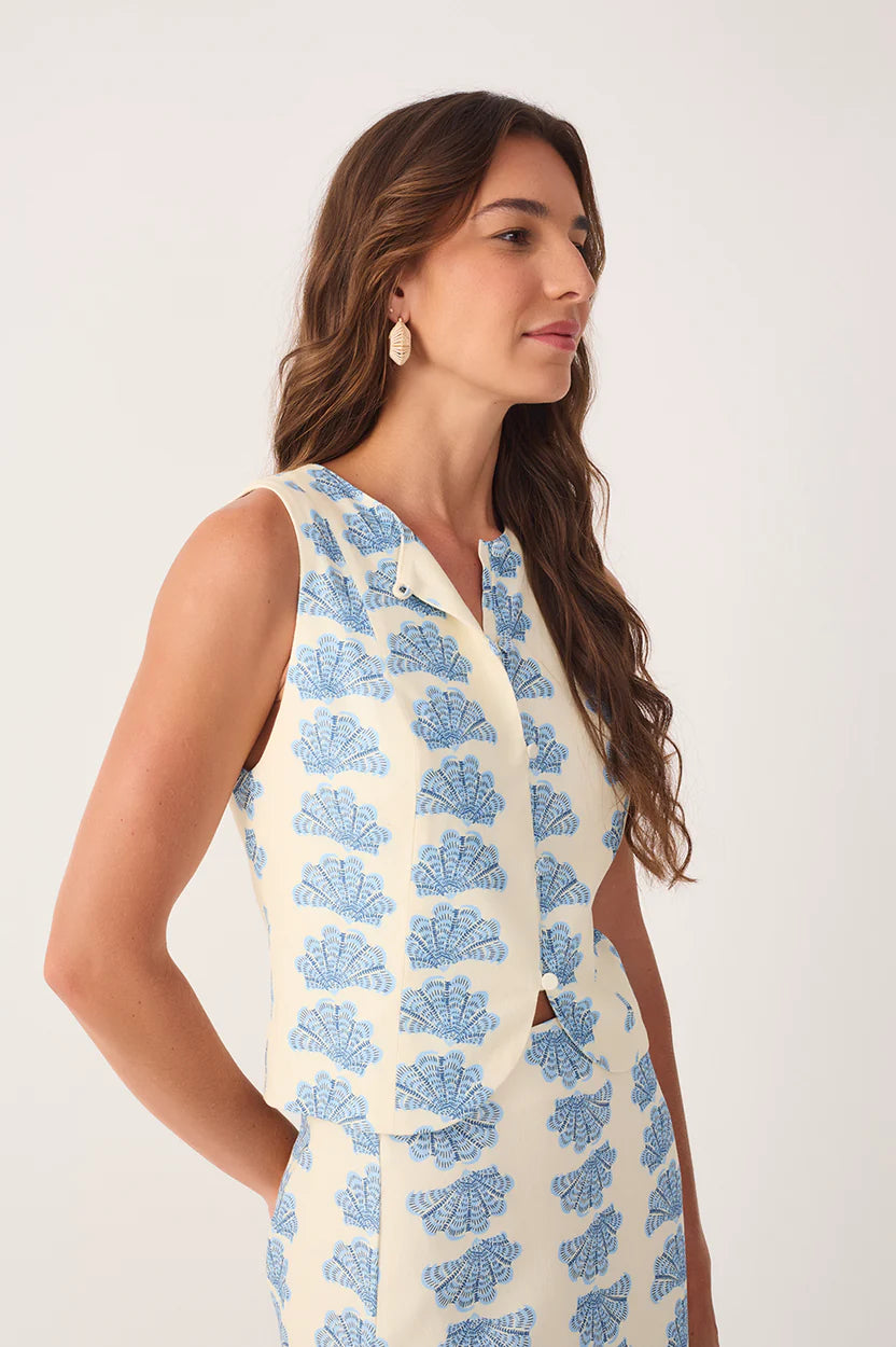 Aquarium Sleeveless Linen Vest