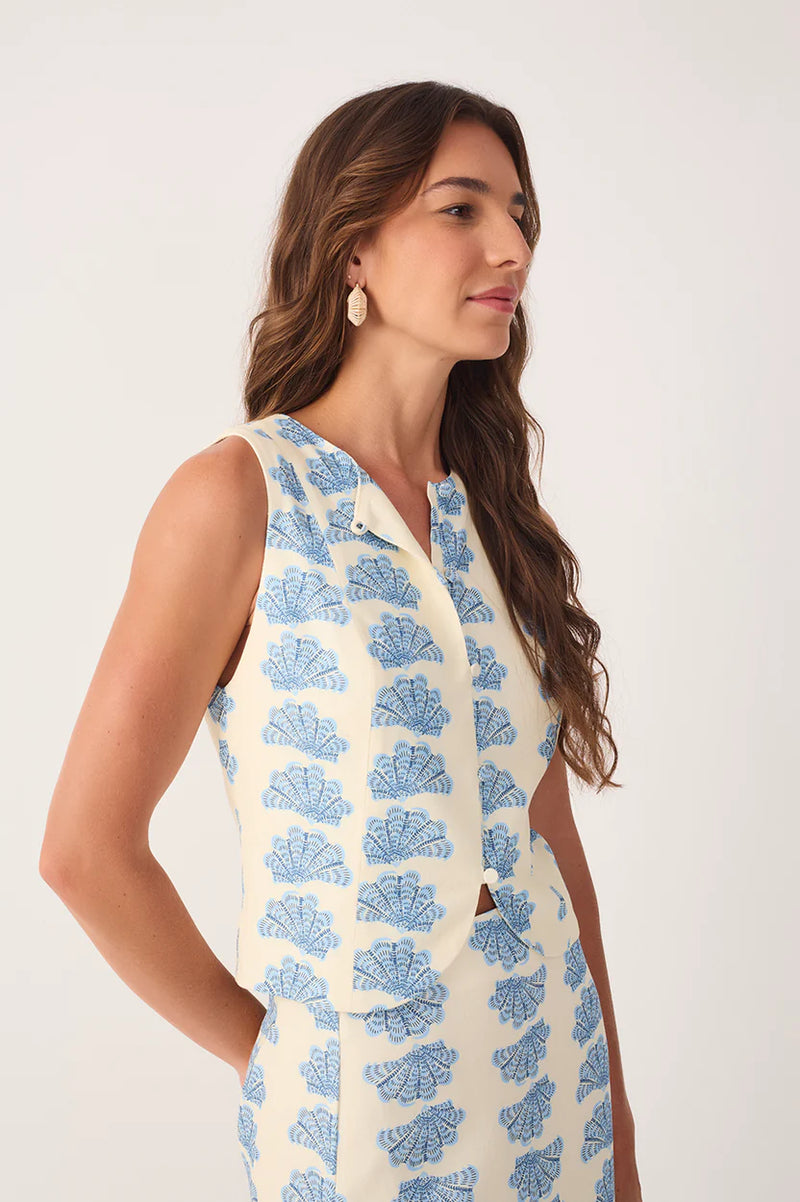 Aquarium Sleeveless Linen Vest