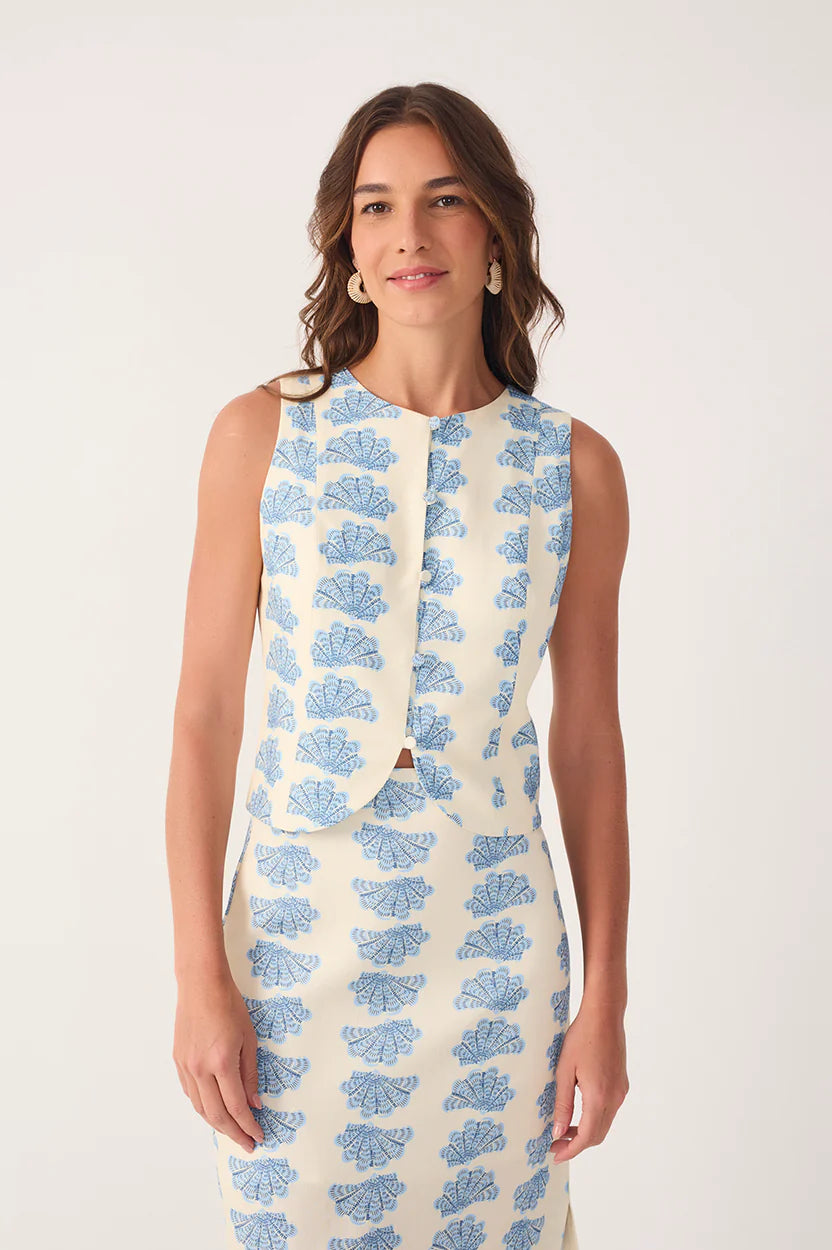 Aquarium Sleeveless Linen Vest