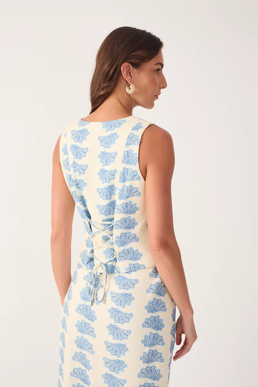 Aquarium Sleeveless Linen Vest