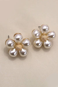 Floral Pearl Stud Earrings