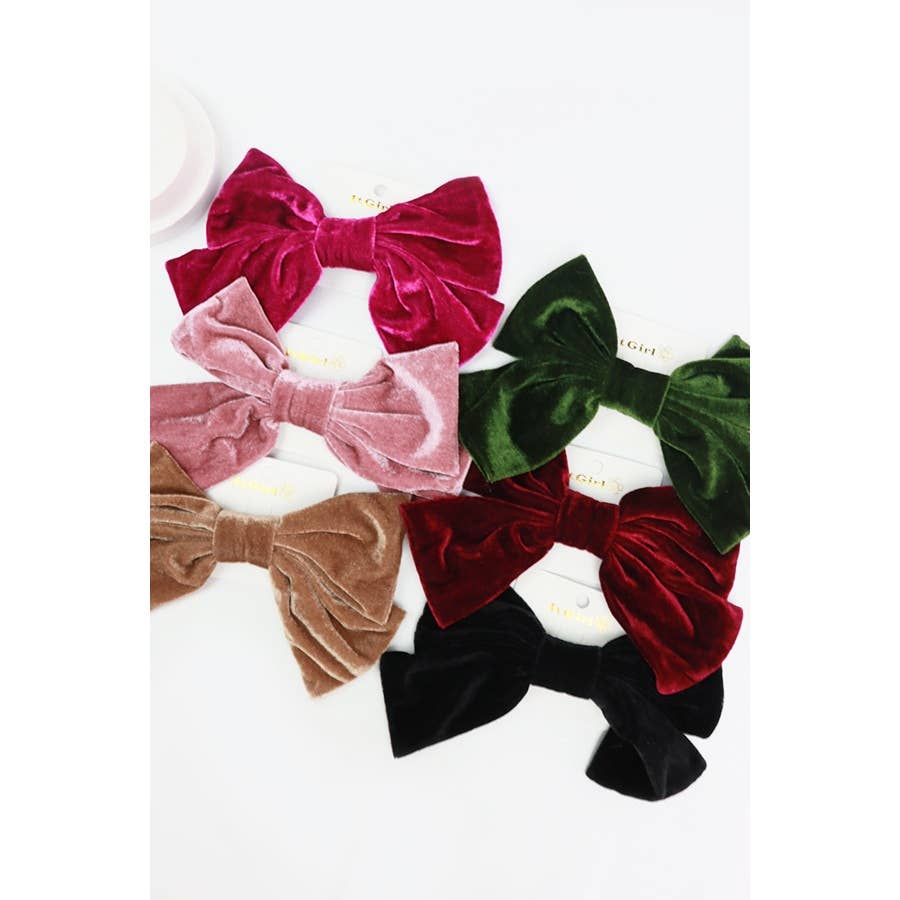 Large Velvet Bow Clips