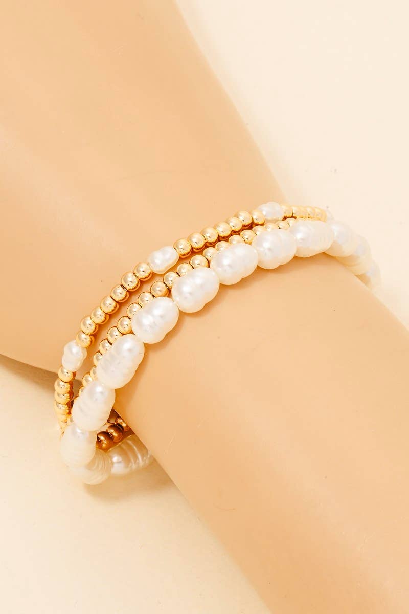 Pearl Beaded Bracelet Set