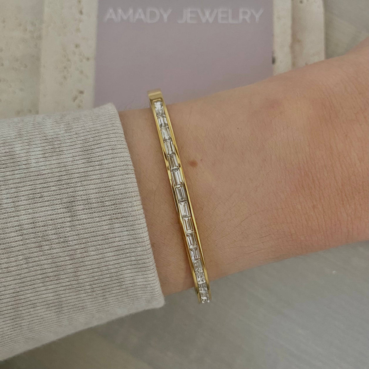 Clear Glass Bangle Gold Plated