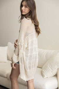 Cellie Knit Cardigan | Netted Knit Open‑Front Lightweight Cardigan