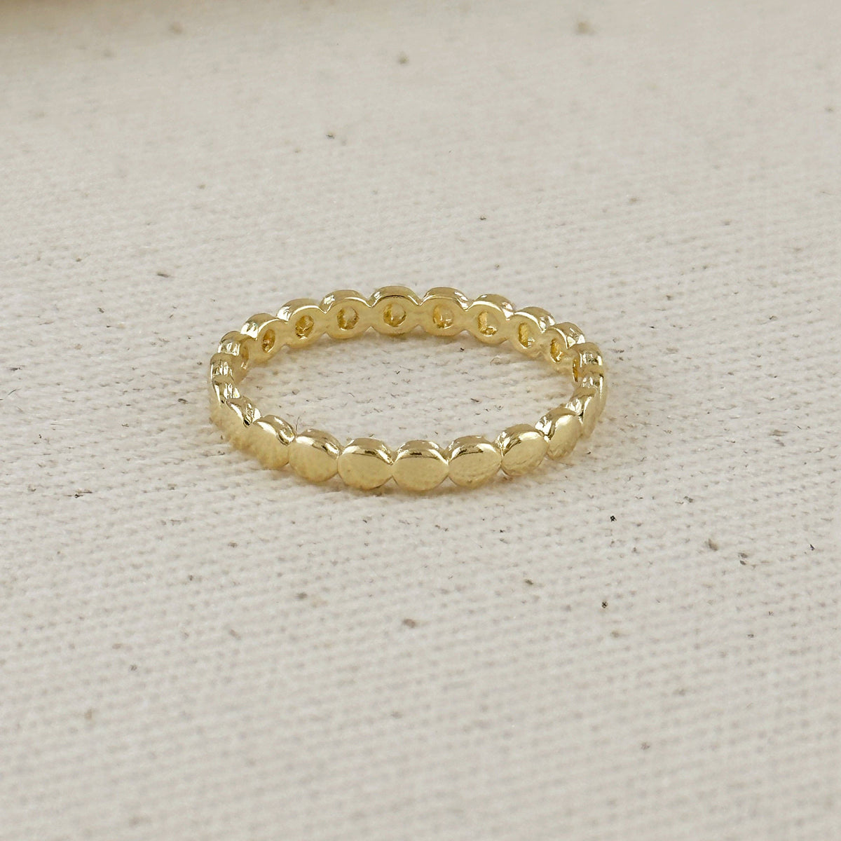 Flat Beaded Band Ring Gold Filled