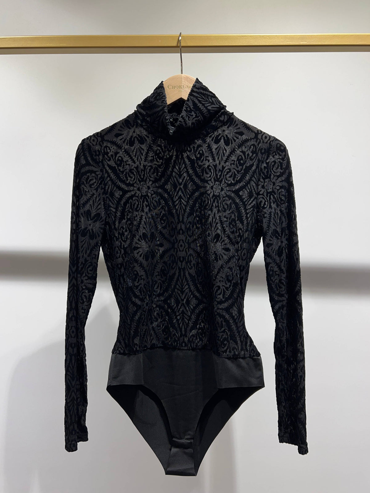 Leila Velvet Flower Turtleneck Bodysuit