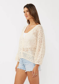 Jessa Crochet Sweater | Surplice Crochet Knit Sweater for Women