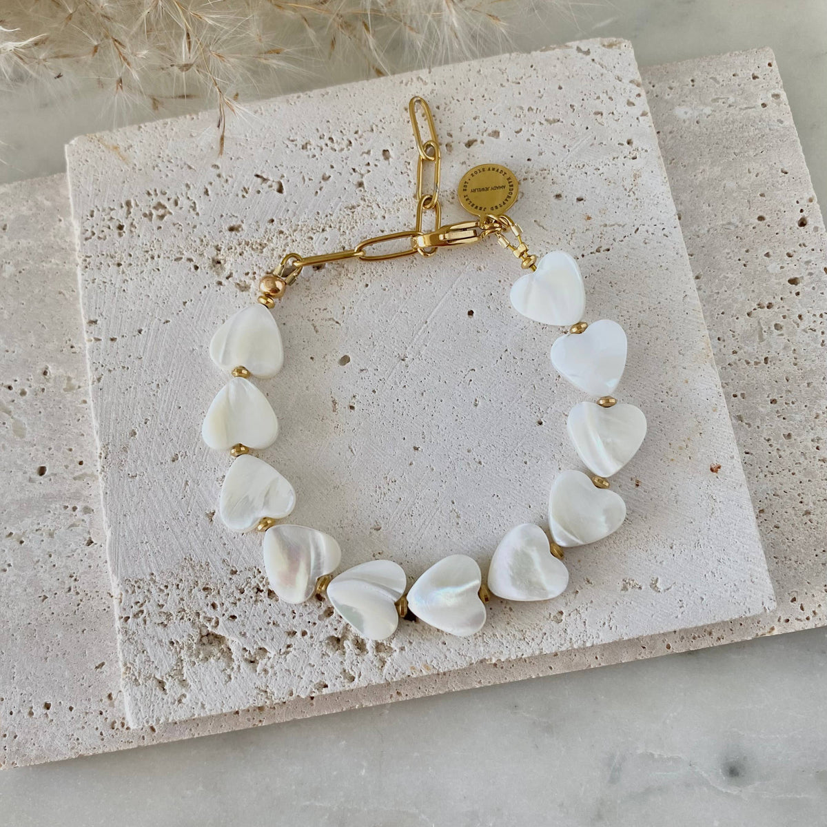 Heart Pearl Bracelet Gold Plated