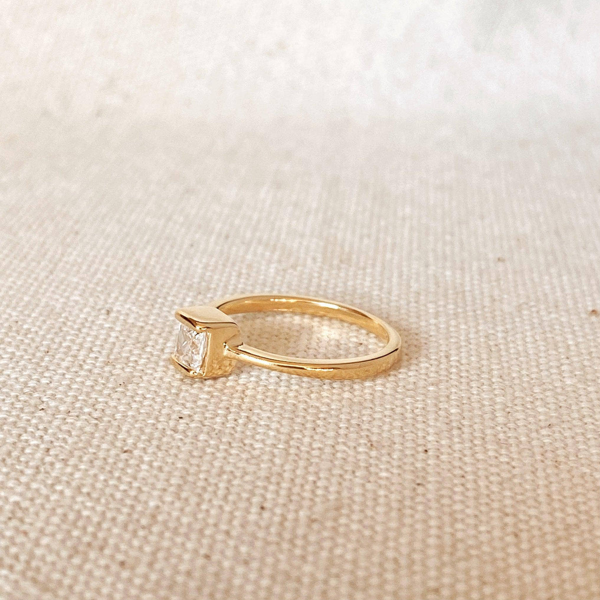 Square Solitaire Ring Gold Filled