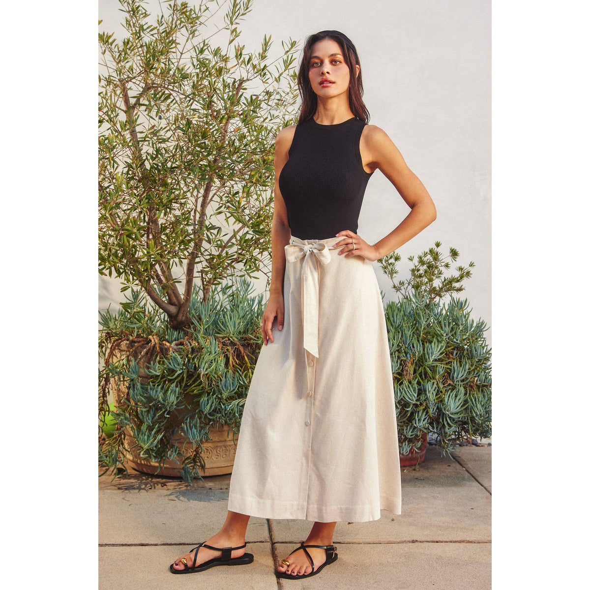 Bali Linen Midi Skirt