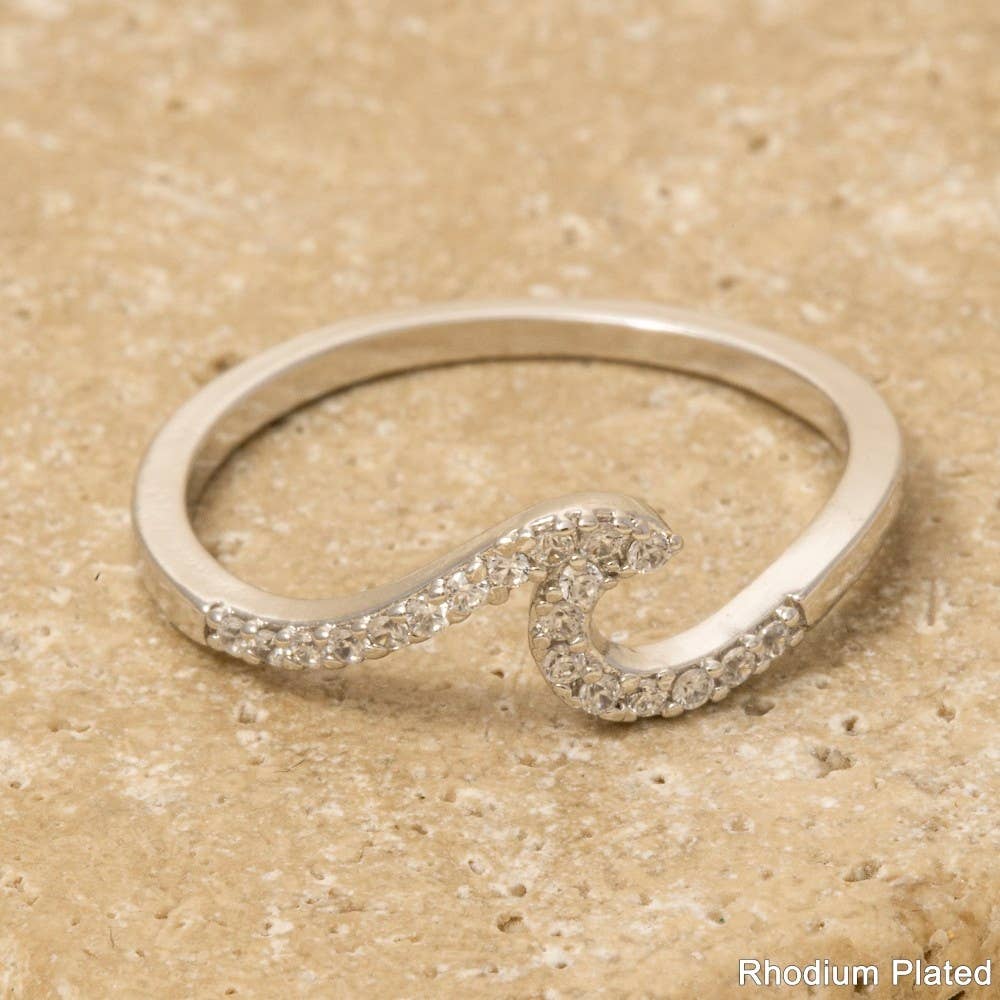 Delicate Studded Wave Ring