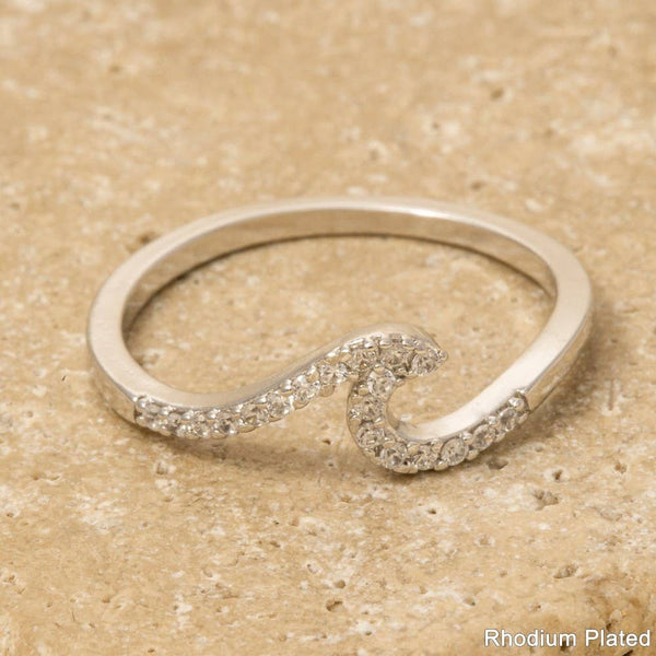Delicate Studded Wave Ring
