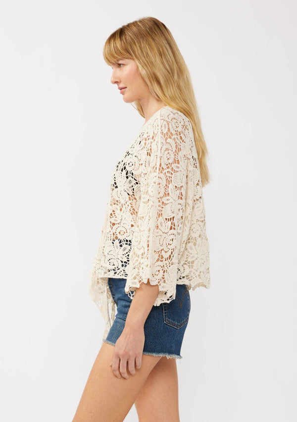 Victoria Tie-Front Crochet Kimono