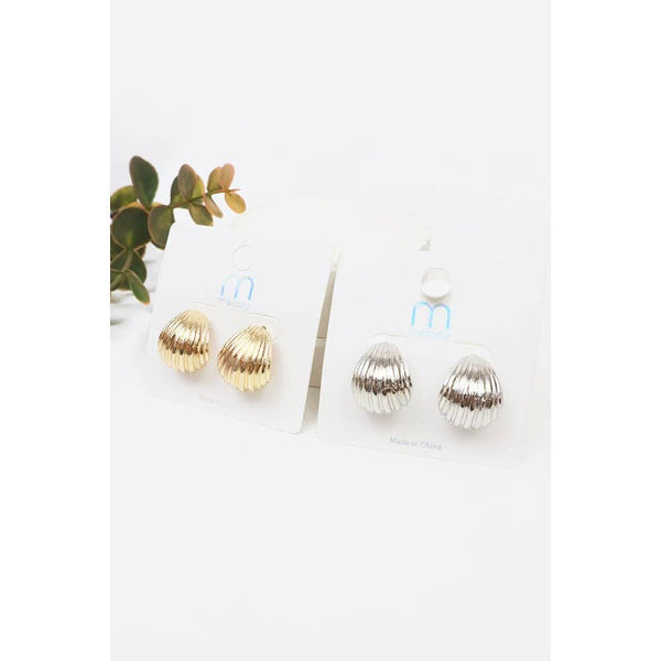 Metal Shell Button Earrings