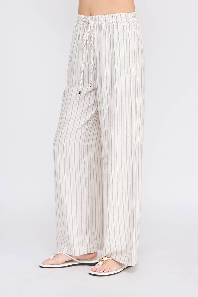 Brady Striped Elastic Tie Waist Pants