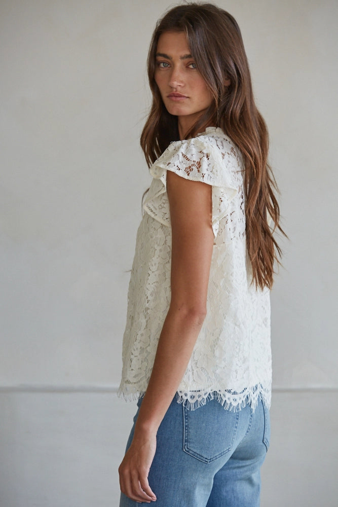 Midge Lace Button Down Blouse