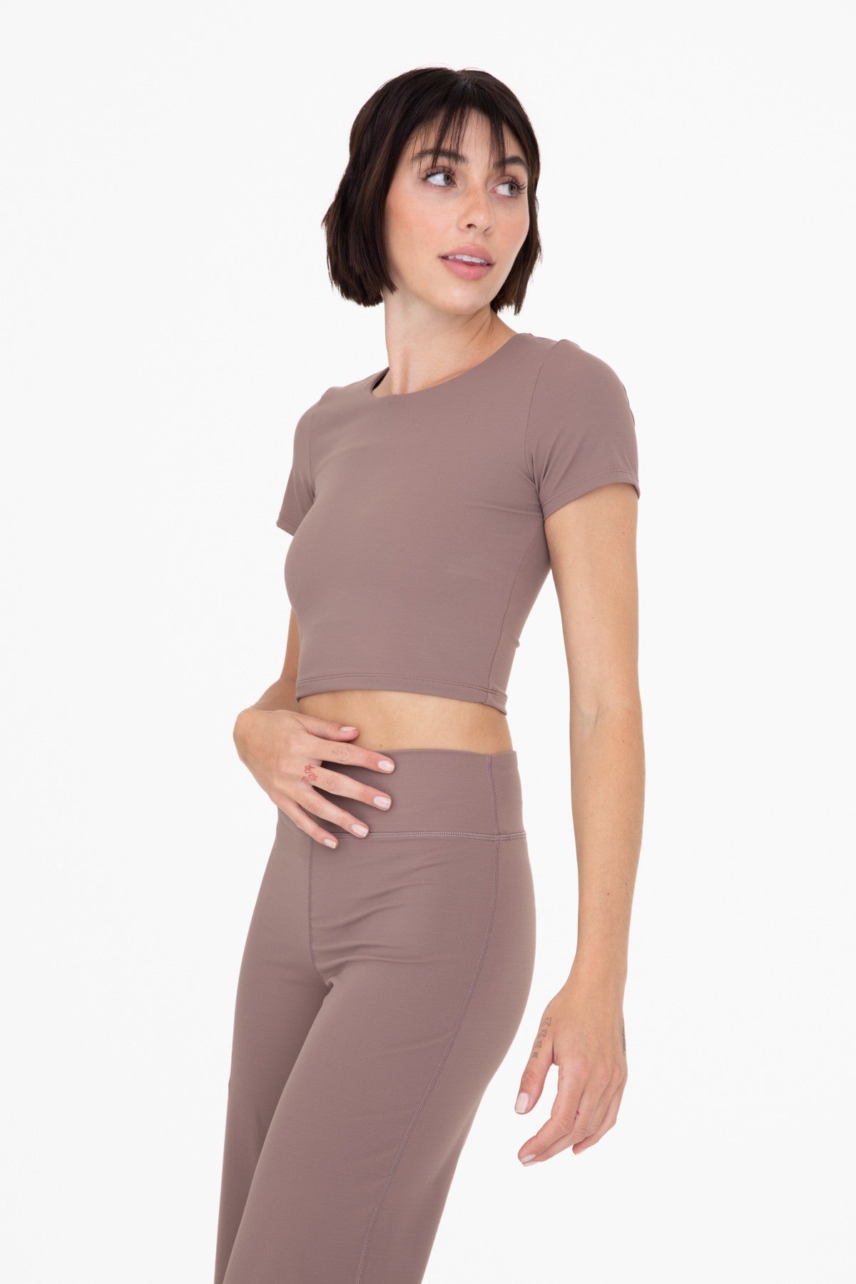 Tori Cropped Tee - Taupe