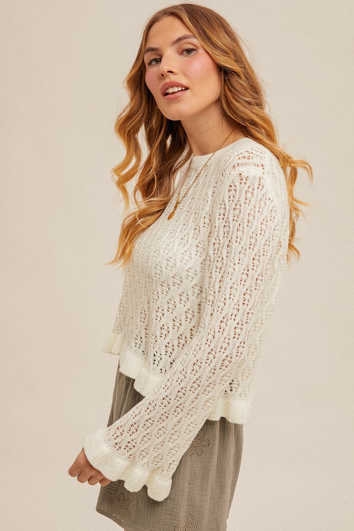 Brooke Ruffle Knit Sweater