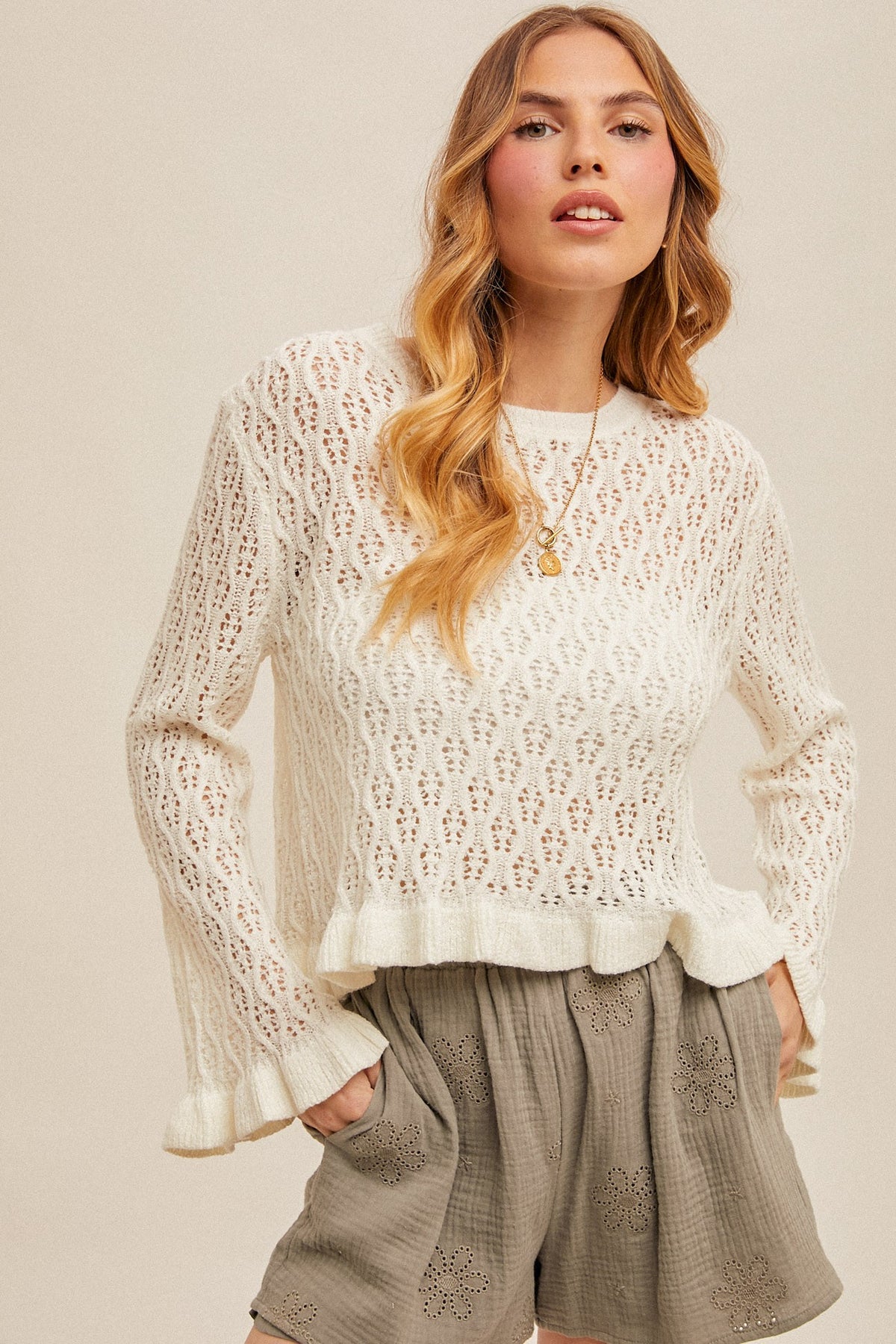 Brooke Ruffle Knit Sweater