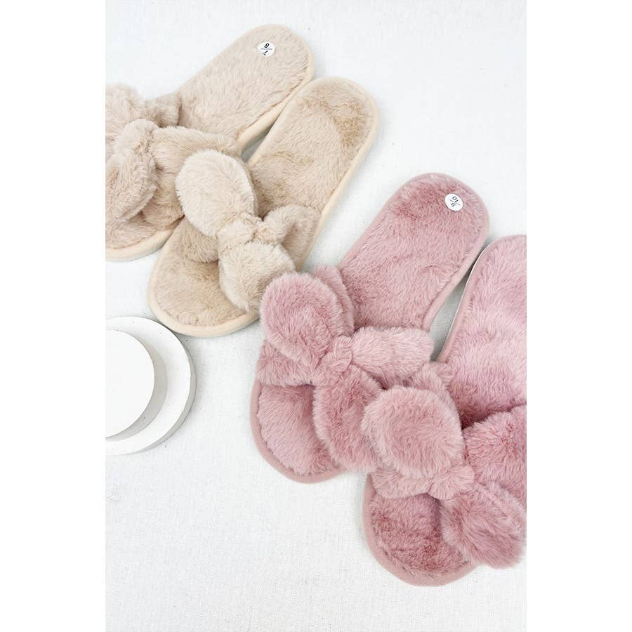 Soft Tone Bow Cozy Slipper