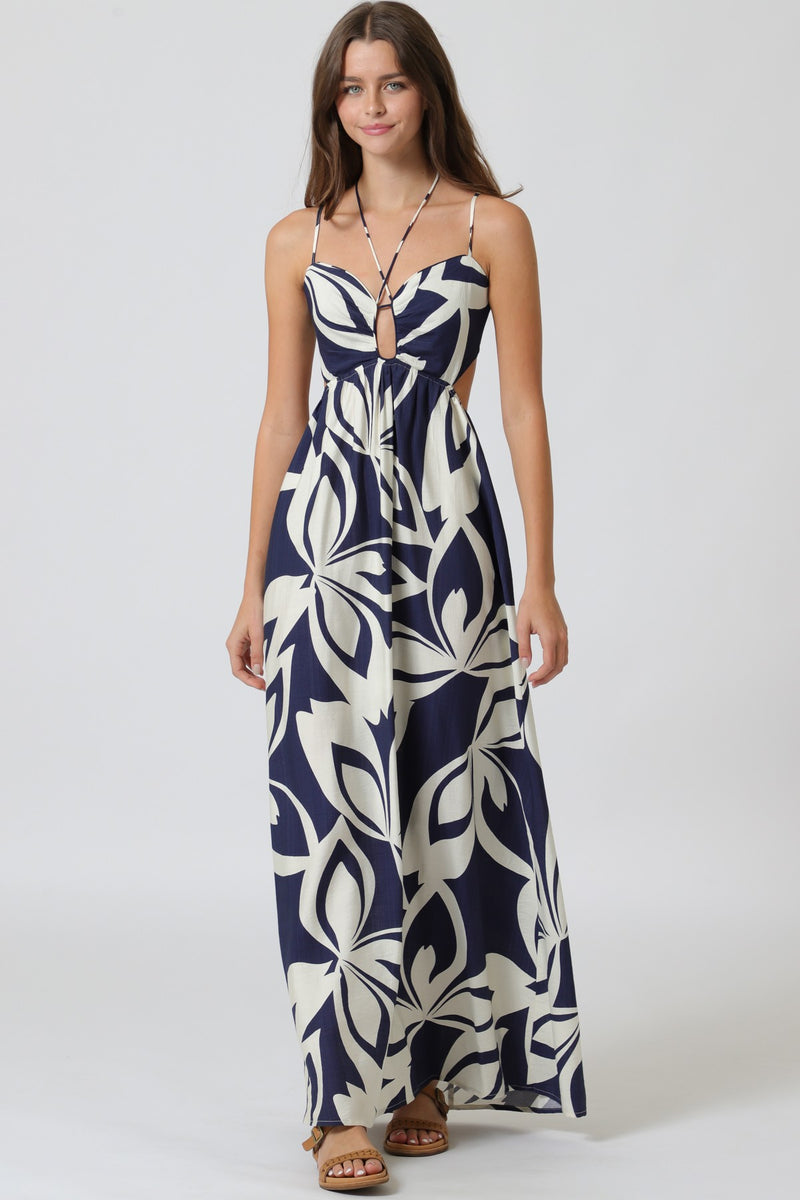 maxi dress for ladies online Lovely Royal Blue Floral Maxi Dress
