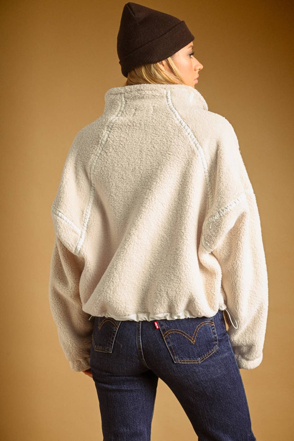 T7388   HALF ZIP UP SHERPA PULLOVER