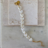 Heart Pearl Bracelet Gold Plated