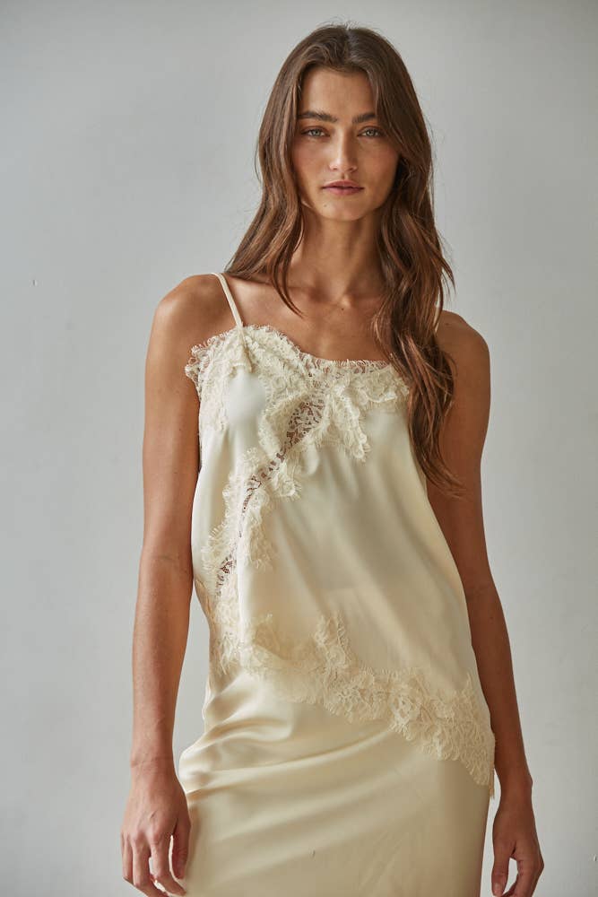 Yarrow Satin Lace Top