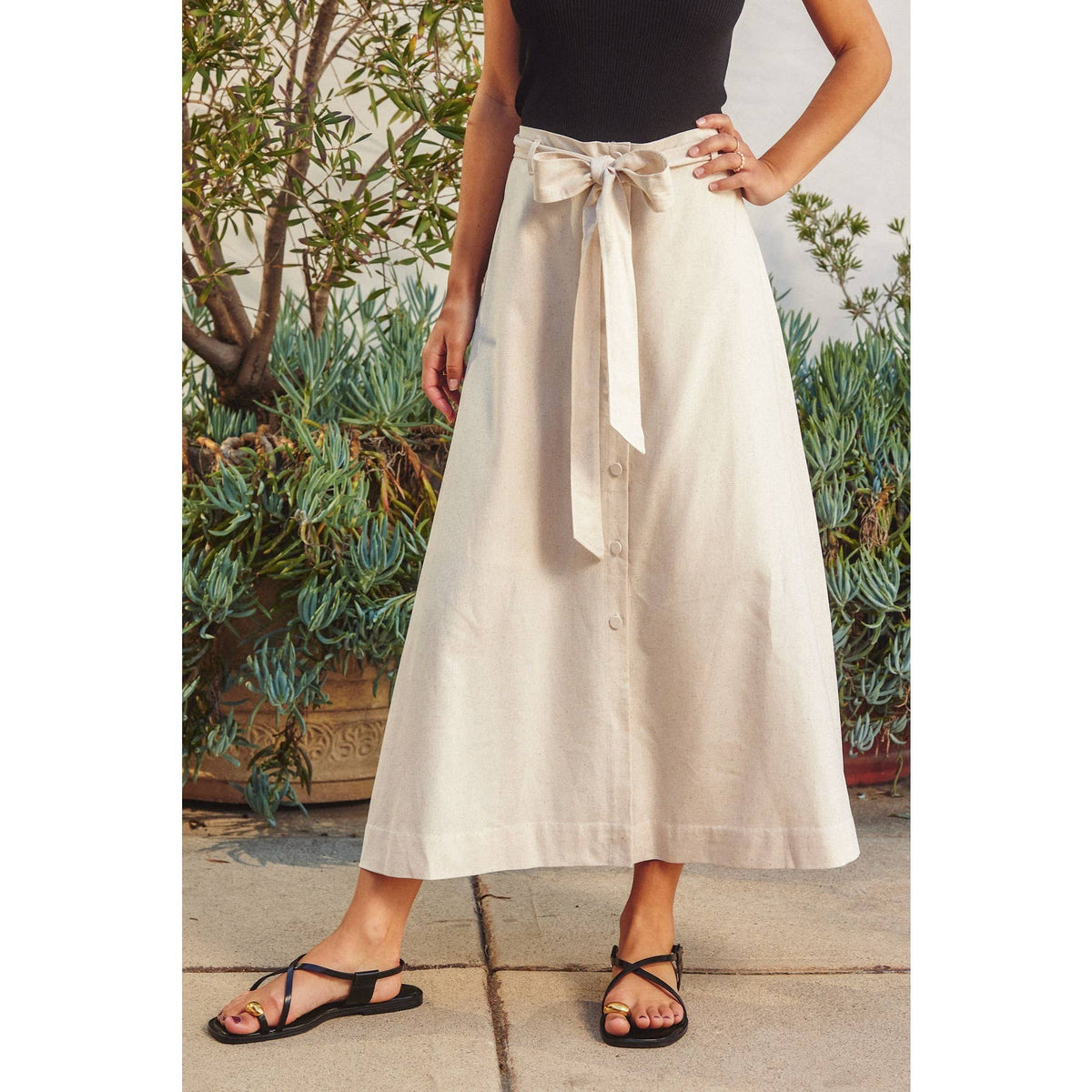 Bali Linen Midi Skirt