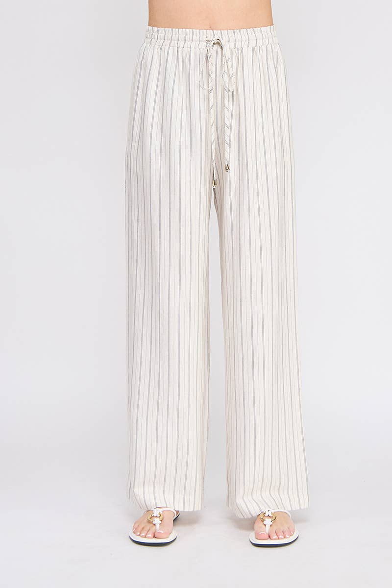 Brady Striped Elastic Tie Waist Pants