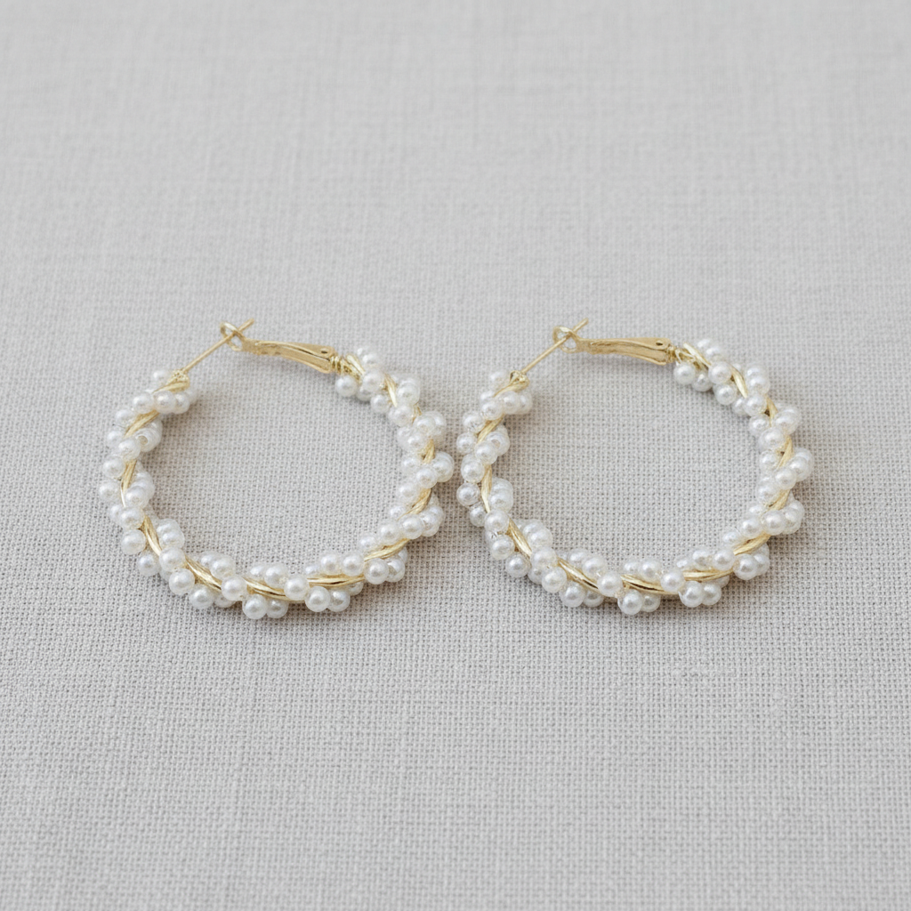 Pearl Wrapped Hoop Earrings
