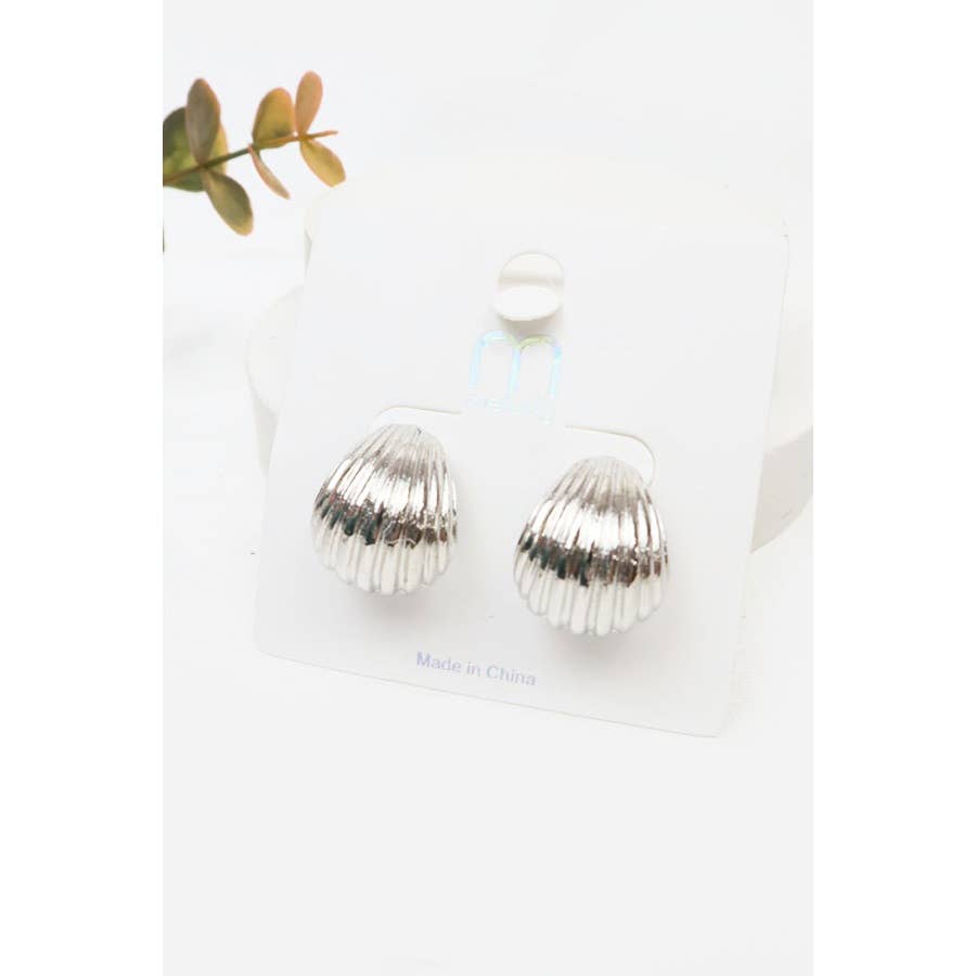 Metal Shell Button Earrings