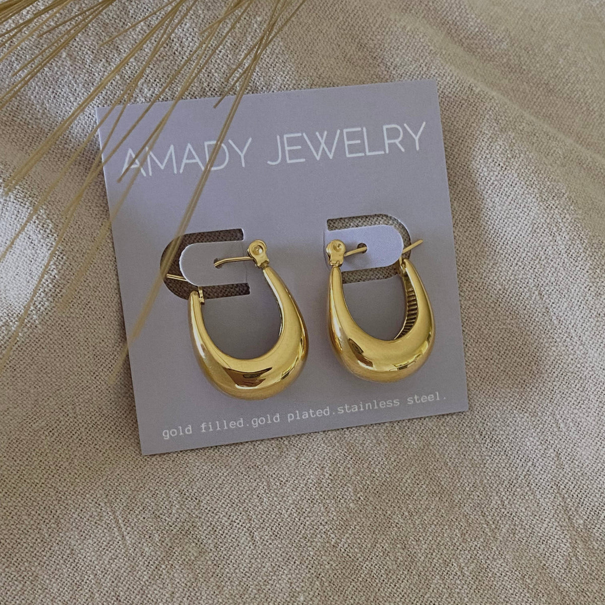 U Shaped Hoop Earrings 18k Gold Plated