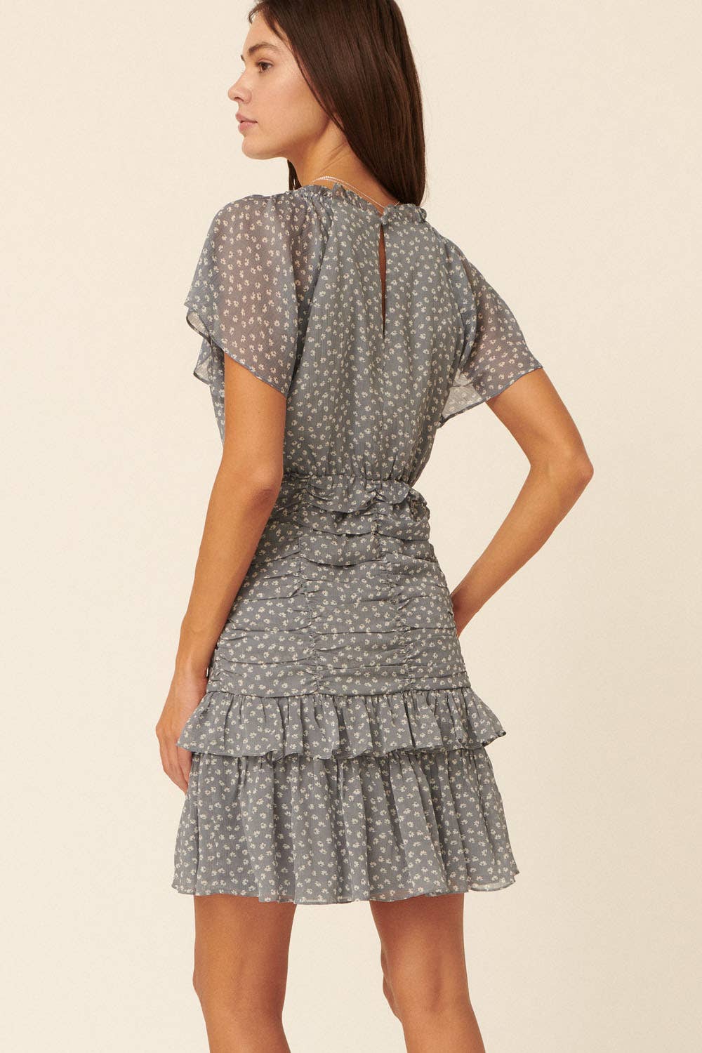 Chloe Tiered Ruched Mini Dress