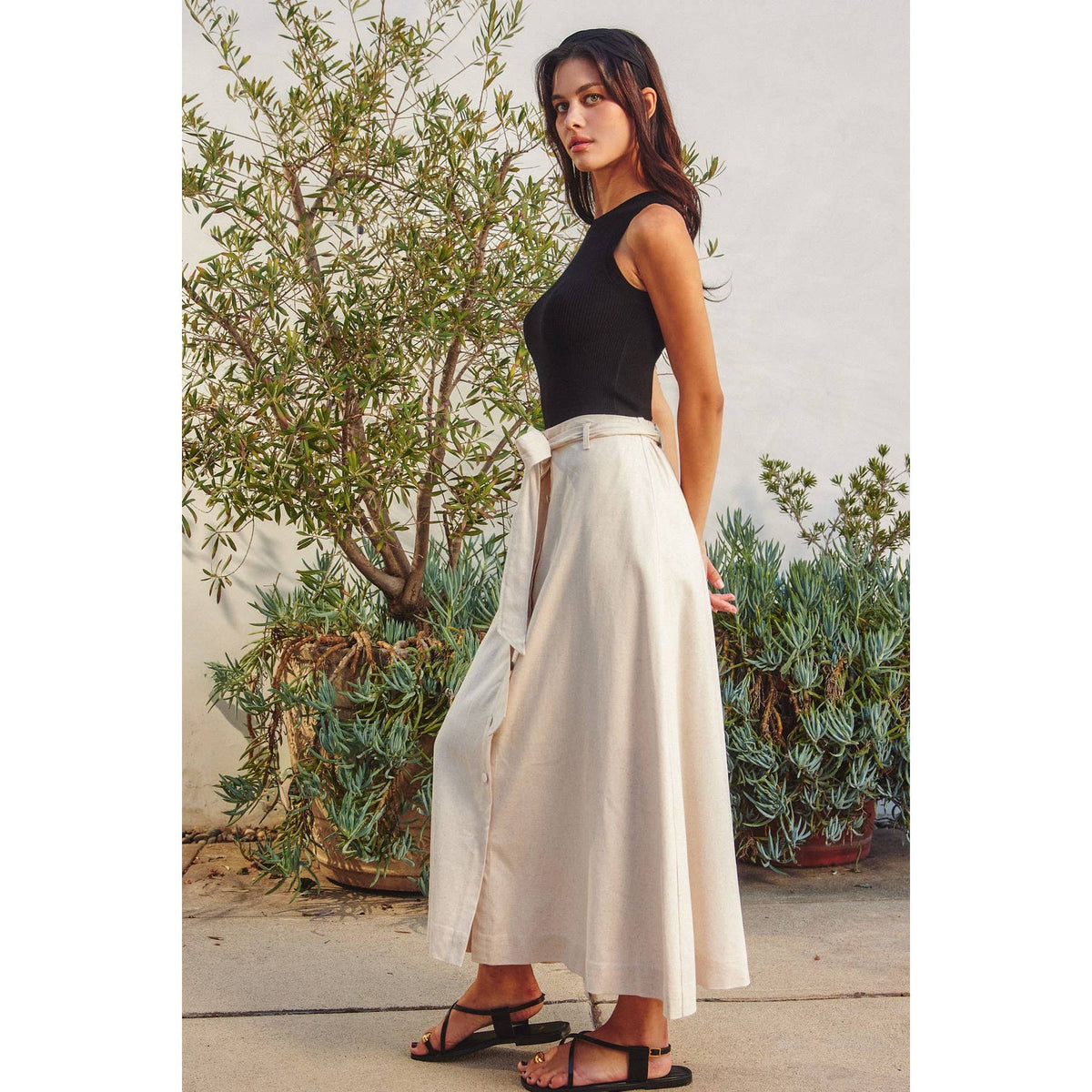 Bali Linen Midi Skirt